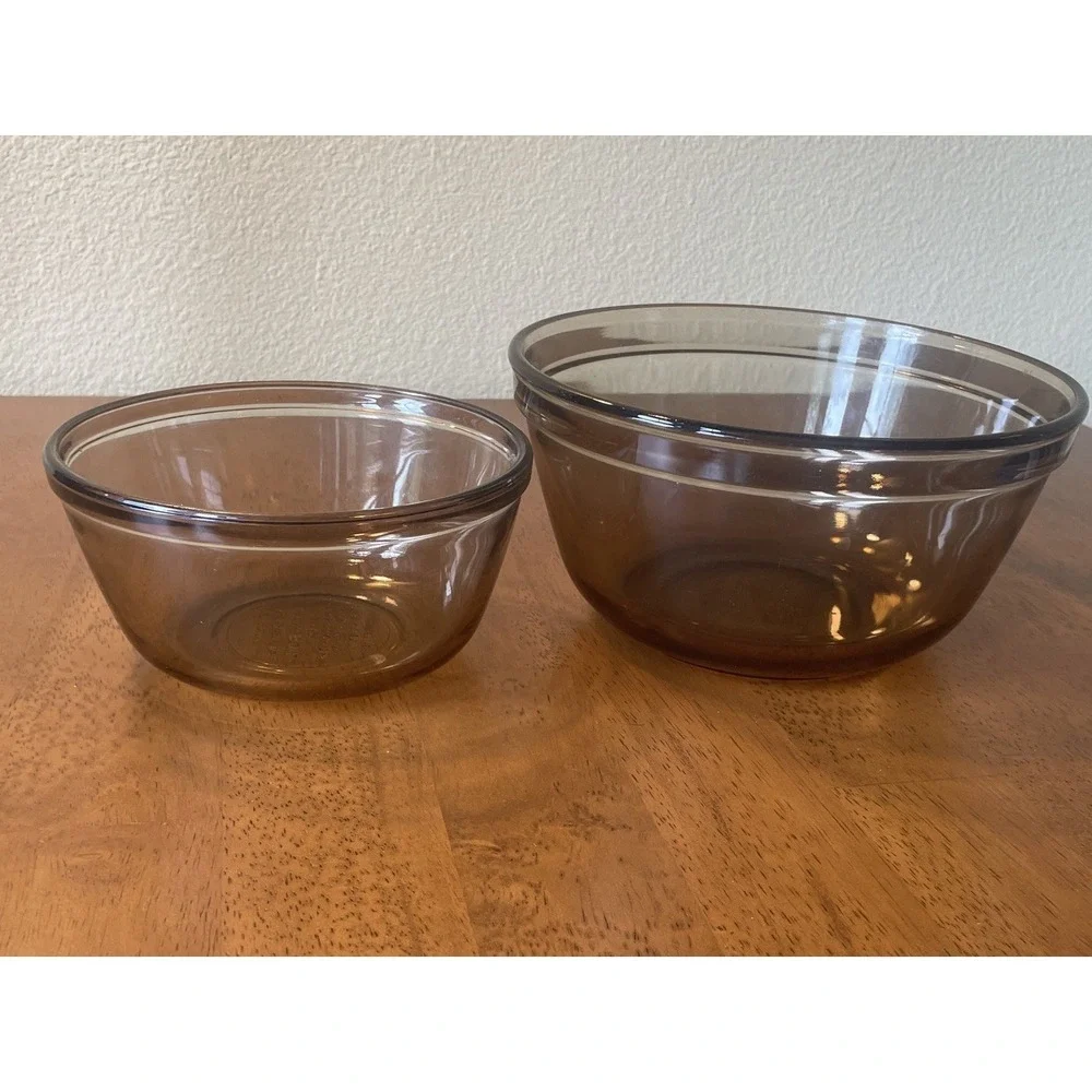 Anchor Amber Nesting Bowls Ovenware Set Mixing Bowls 1-Qt & 2.5 Qt Oven Safe